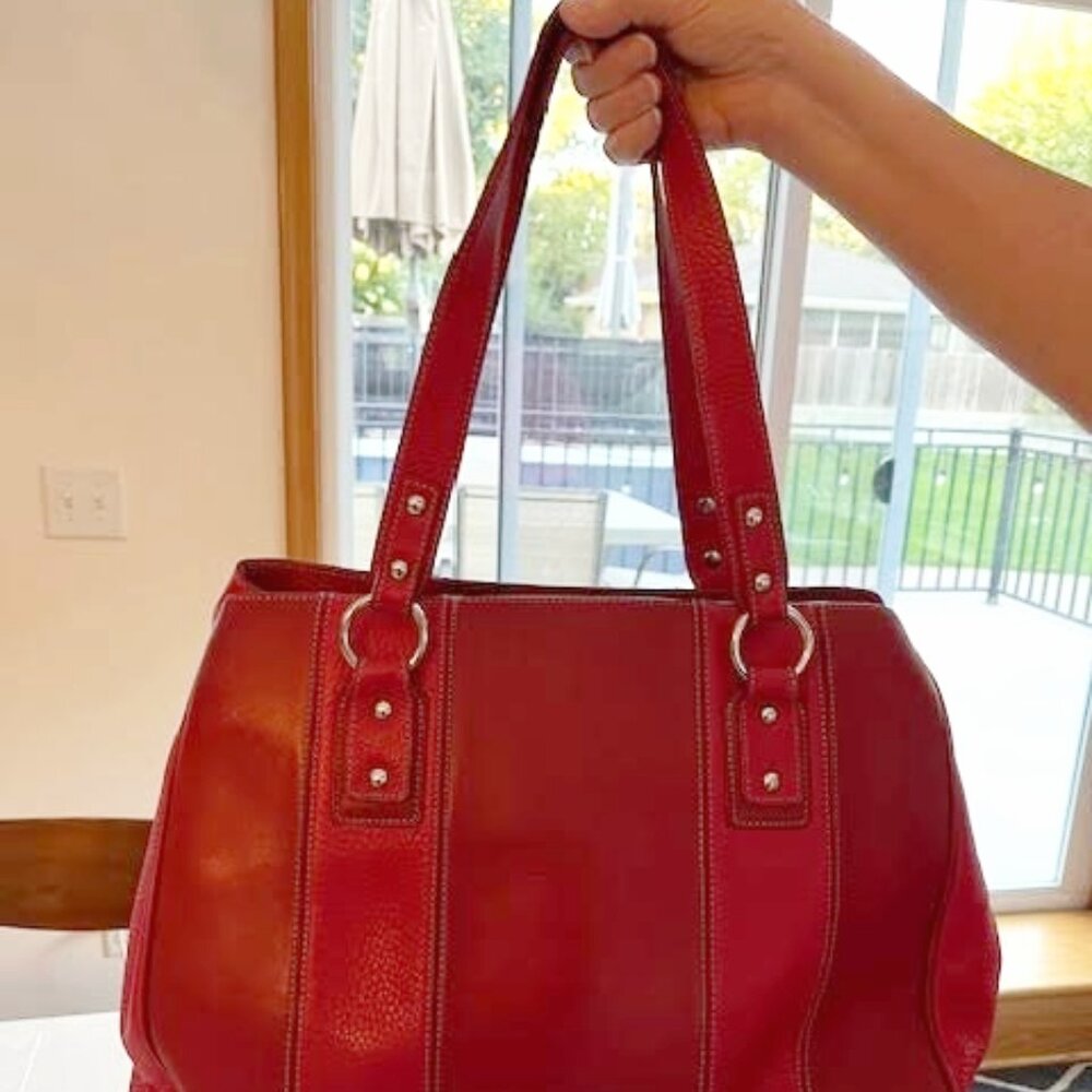 Levenger Red Purse Tote Bag